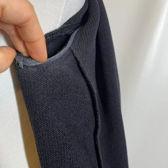 Vintage Austin Reed Size 4 Dark Navy Heavy Knit Double-Breasted Blazer Jacket - Picture 6 of 13